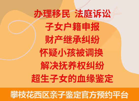 攀枝花西区司法亲子鉴定