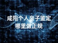 咸阳个人亲子鉴定哪里做正规
