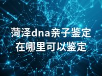 菏泽dna亲子鉴定在哪里可以鉴定