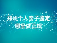 郑州个人亲子鉴定哪里做正规