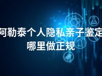阿勒泰个人隐私亲子鉴定哪里做正规